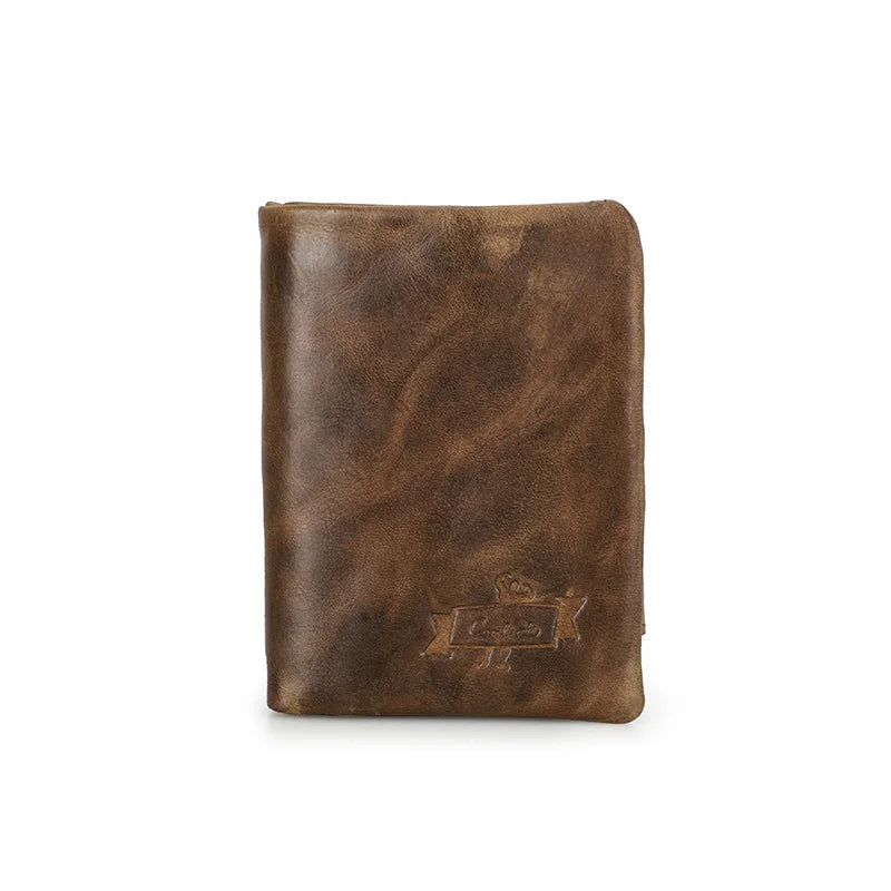 Herren Echtleder Geldbörse Vintage Kartenhalter Fotohalter Münzfach Reißverschluss Geschenk