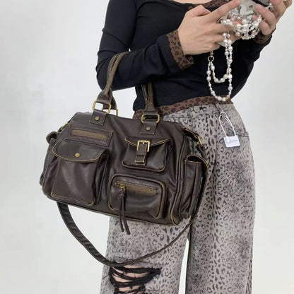 Damen-Handtasche Top-Handle aus PU-Leder mit Tassel-Design und Mehrfachfächern für Abendtaschen geeignet
