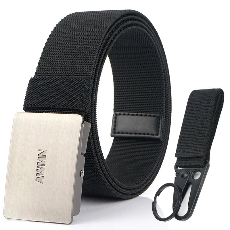 VATLY Silber Stretch-Gürtel Herren 3,8 cm mit Schnellverschluss 105–125 cm