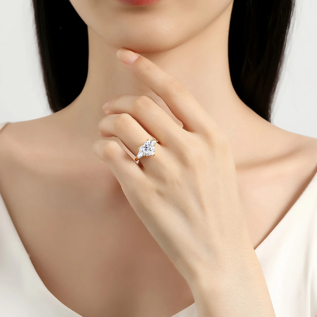 Damen-Verlobungsring Aus 14 Karat Gold Mit Marquise Moissanit Stein, 2 Karat Zertifikat