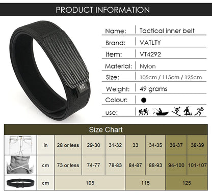 VATLY Ultra-dünner Tactical Innengürtel Nylon Metallfrei Reise Unisex