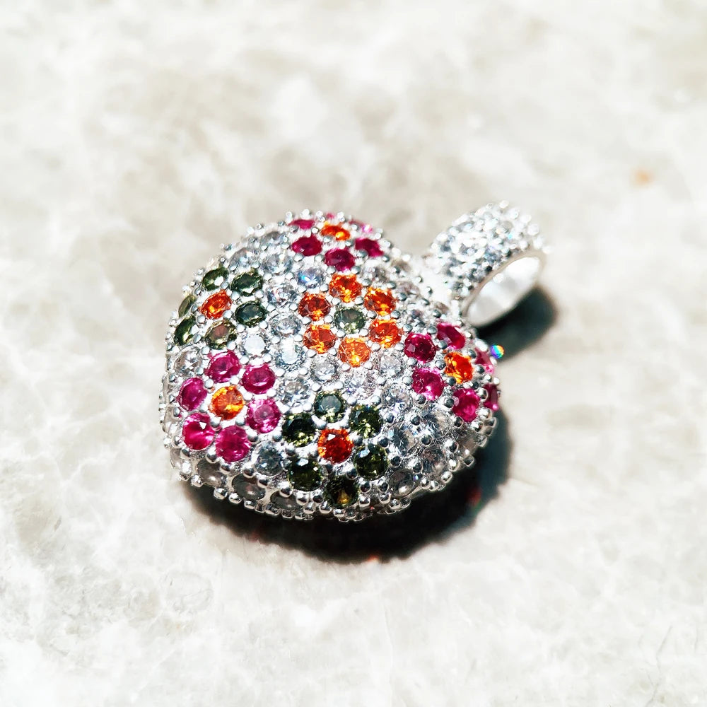 Damen-Charm-Anhänger Schlüssel Schlange Herz aus Sterlingsilber