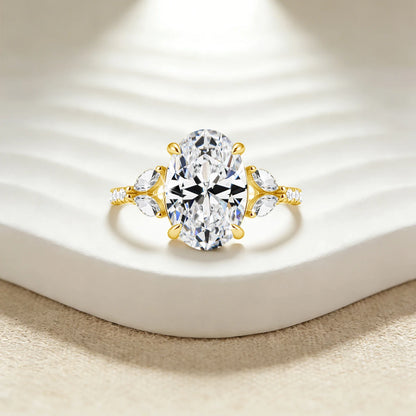 Damen-Verlobungsring Moissanit Oval 4,5 Karat Aus Sterling-Silber Verlobungs- und Alltagsschmuck