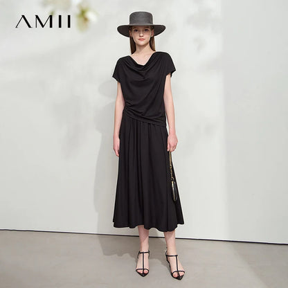 Damen T-Shirt-Rock Set mit solidem Swing-Kragen für den Sommer