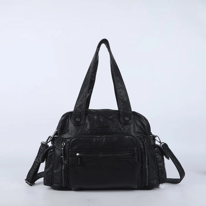 Damen-Satchel-Tasche Leopardenmuster, Top-Handle Innenfach mit Reißverschluss und viel Stauraum