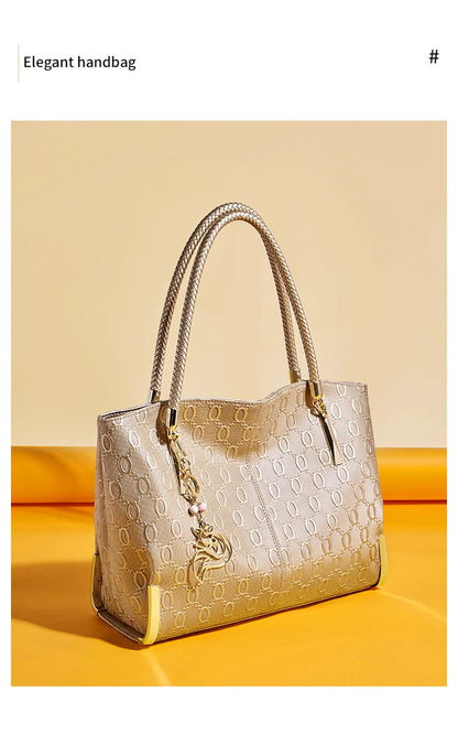 Damen Handtasche aus Split-Leder mit großer Kapazität