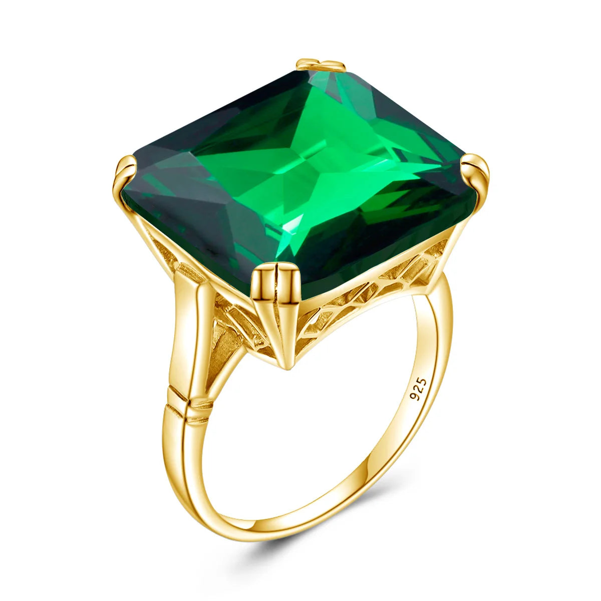 Damen-Ring aus Silber 925 mit Großem Quadratischem Citrin-Stein im Signet-Stil für Hochzeit und Festliche Anlässe