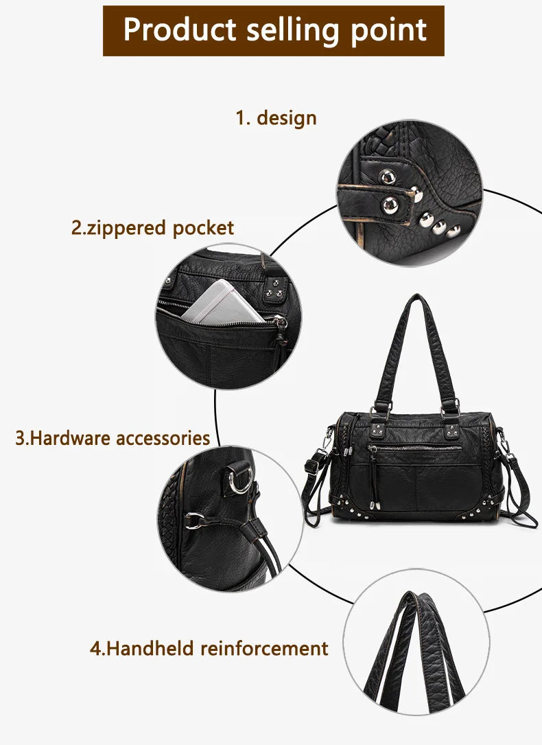 Damen-Handtasche aus weichem Bronzeleder Großes Fassungsvermögen mit Innenfächern Alltagstauglichkeit