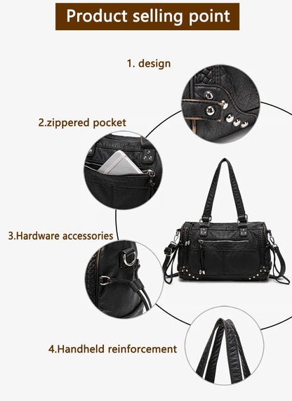 Damen-Handtasche aus weichem Bronzeleder Großes Fassungsvermögen mit Innenfächern Alltagstauglichkeit