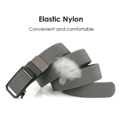 Herren-Gürtel Elastischer Nylon-Gürtel mit Automatik-Schnalle in Grau für Alltag und Freizeit