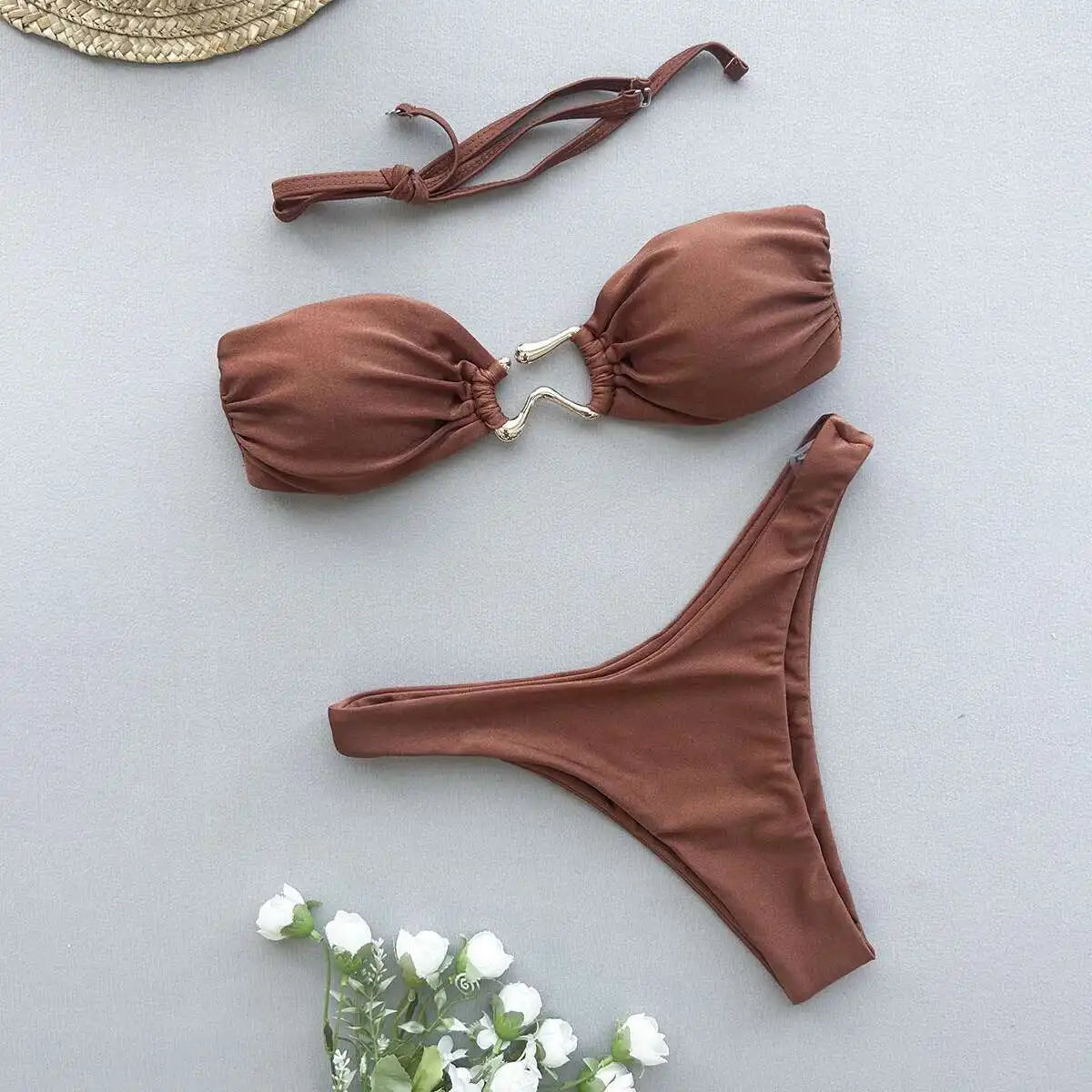 Gestreiftes, sexy Bikini-Set mit Push-up-Effekt – ideal für Strand und Pool
