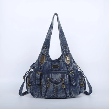 Damen-Schultertasche aus PU-Leder Großes Fassungsvermögen und Eleganter Vintage-Stil