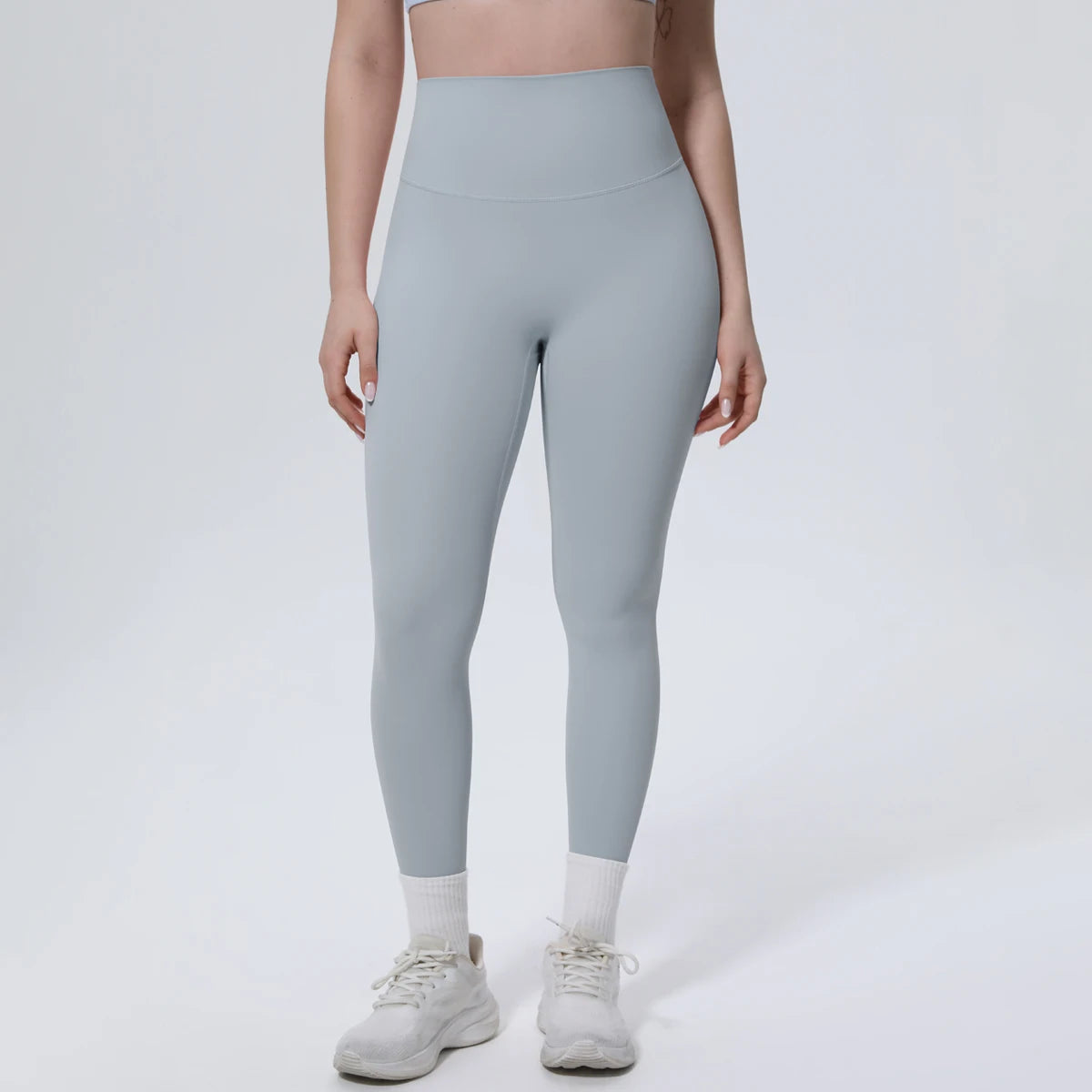 Hamidou Yoga-Leggings mit hohem Bund und Peach-Po-Effekt, hellblau-grau