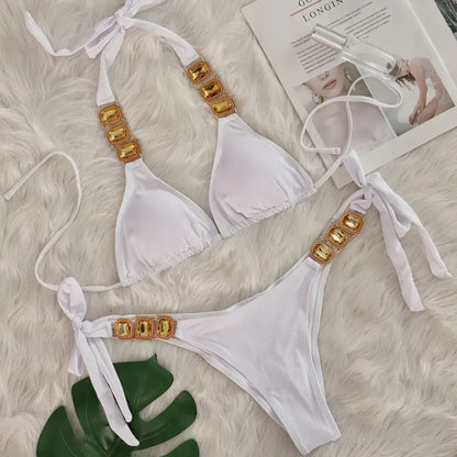 Brauner Push-Up-Bikini im brasilianischen Stil für Damen – ideal für Strand und Pool