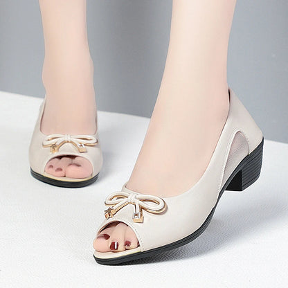 Damen Keil Sandalen Echtes Leder Fischmaul