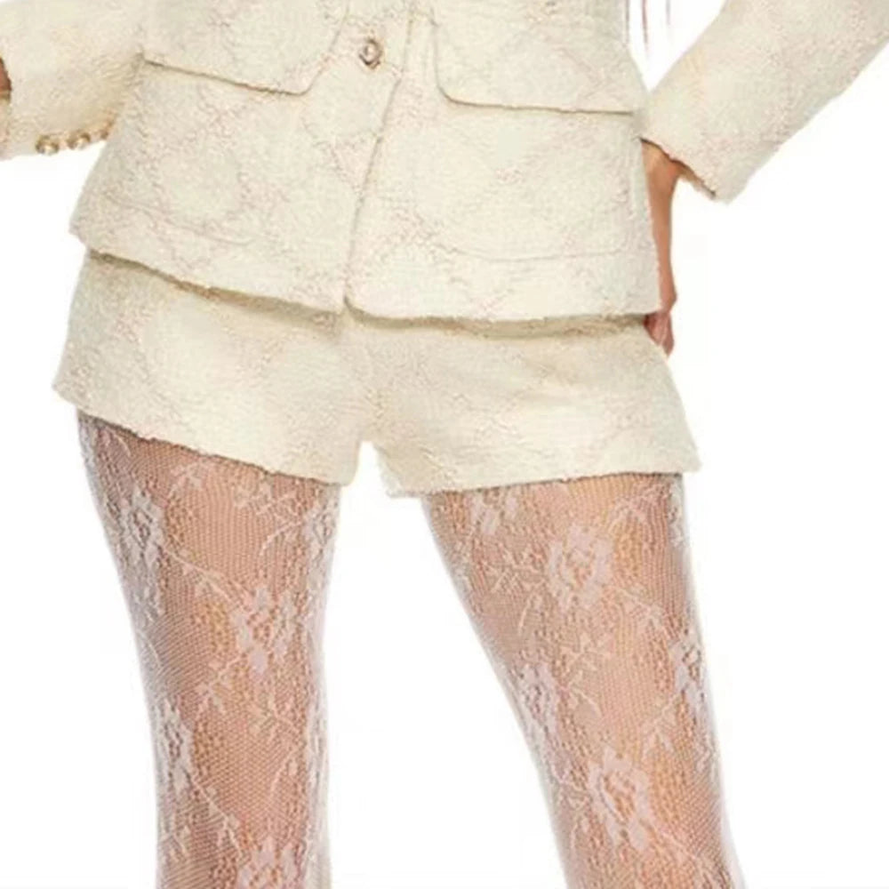 Damen-Blazer mit Rüschen und Patchwork-Design, langärmelig und mit Reverskragen – ideal für den Alltag