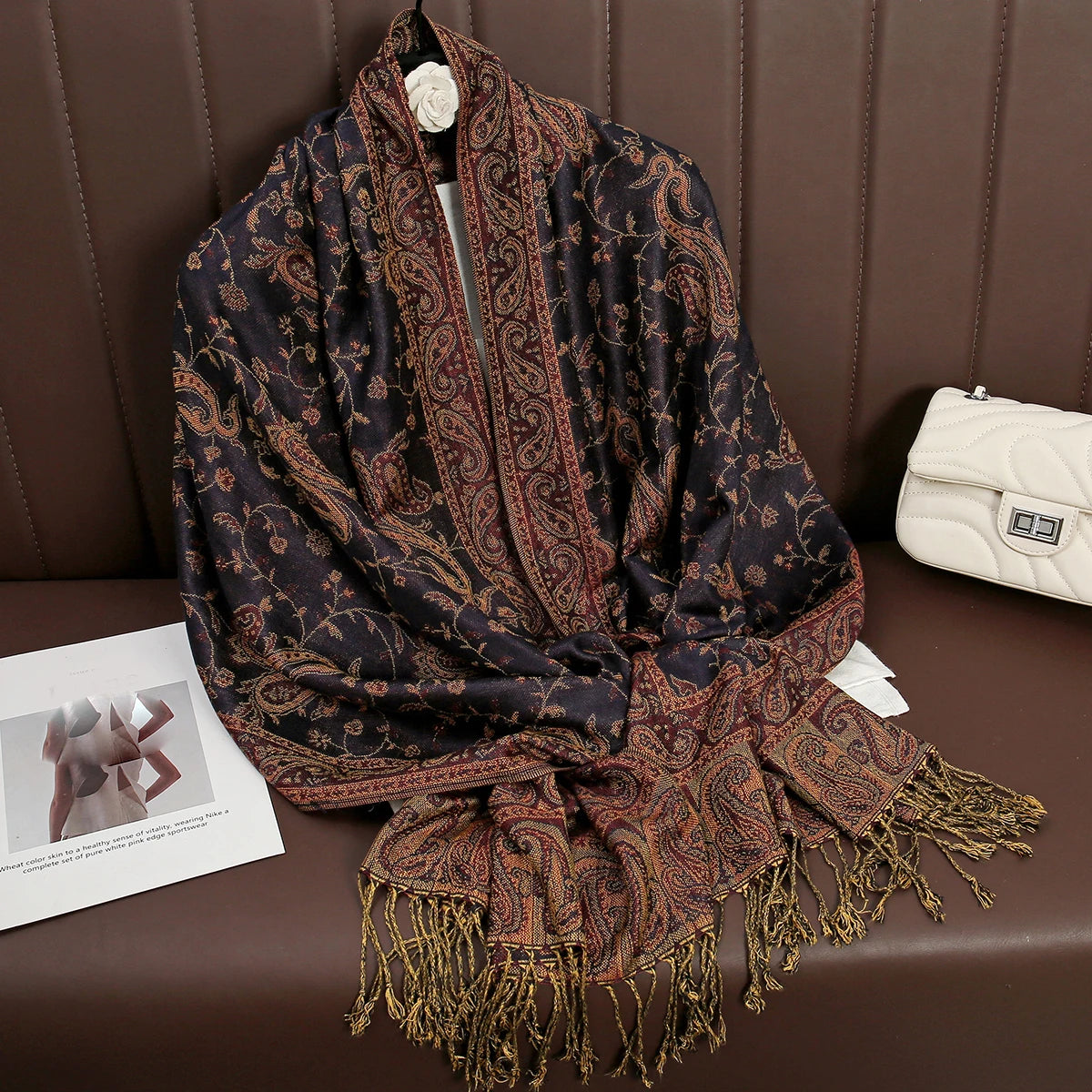 Damen Winterschal Kaschmir Pashmina Luxus Druck warm Stolen Foulard Baumwolle
