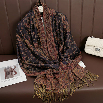 Damen Winterschal Kaschmir Pashmina Luxus Druck warm Stolen Foulard Baumwolle