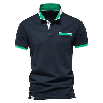 Herren Polo Shirt aus Baumwolle mit Kurzarm und Tasche für lässige Anlässe