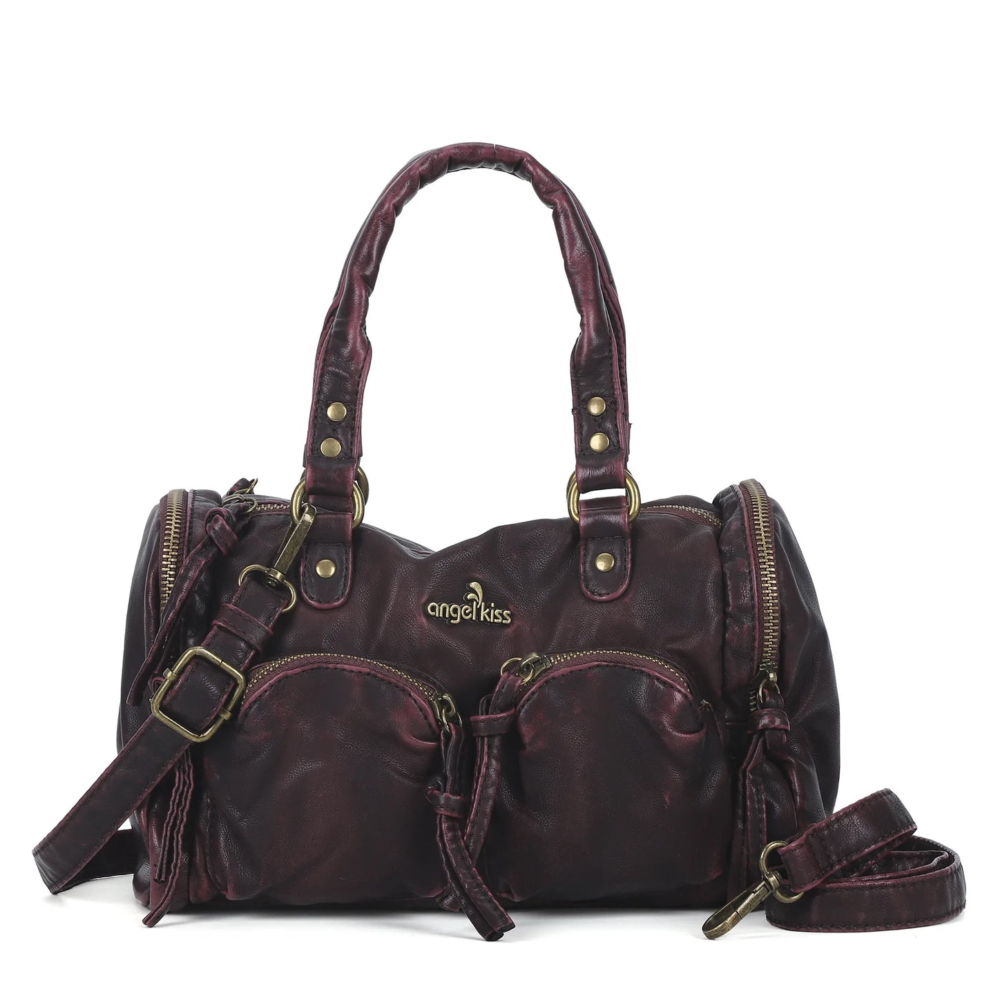 Damen-Handtasche Mit Top-Griff Und Reißverschluss Aus PU-Leder In Vintage-Optik Und Viel Stauraum