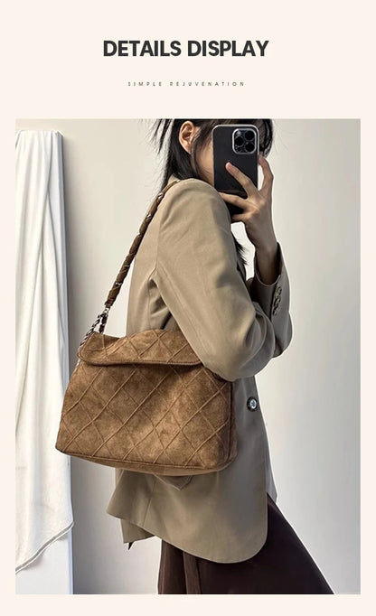Damen Schultertasche mit großem Fassungsvermögen im Retro-Look