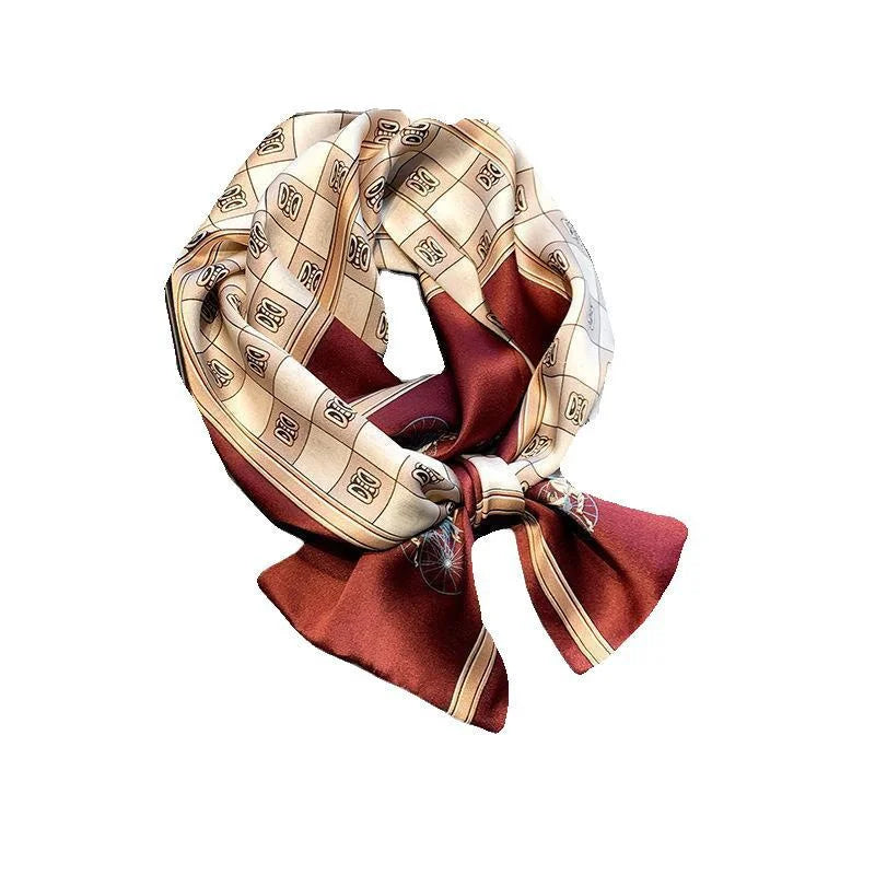 Damen Seidenschal dünn Taschenband Foulard Haarband Stirnband bedruckt C