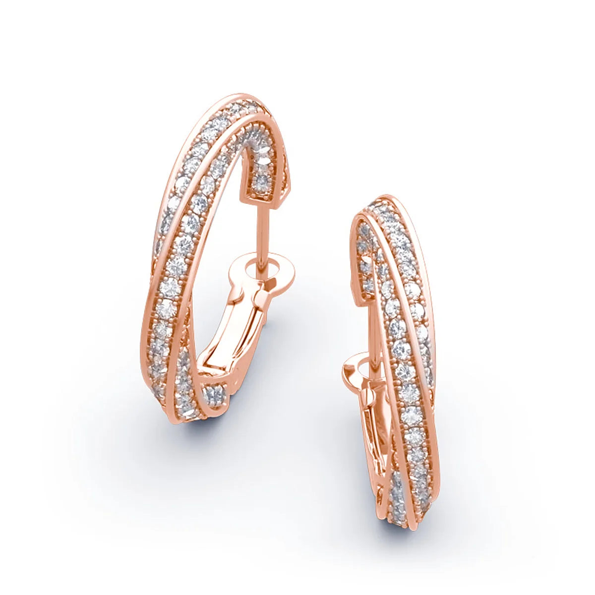 Damen-Hoop-Ohrringe mit Moissanitsteinen, 7,5 ct Gesamt, Silber 925 Roségold plattiert, Luxuriöser Glanz