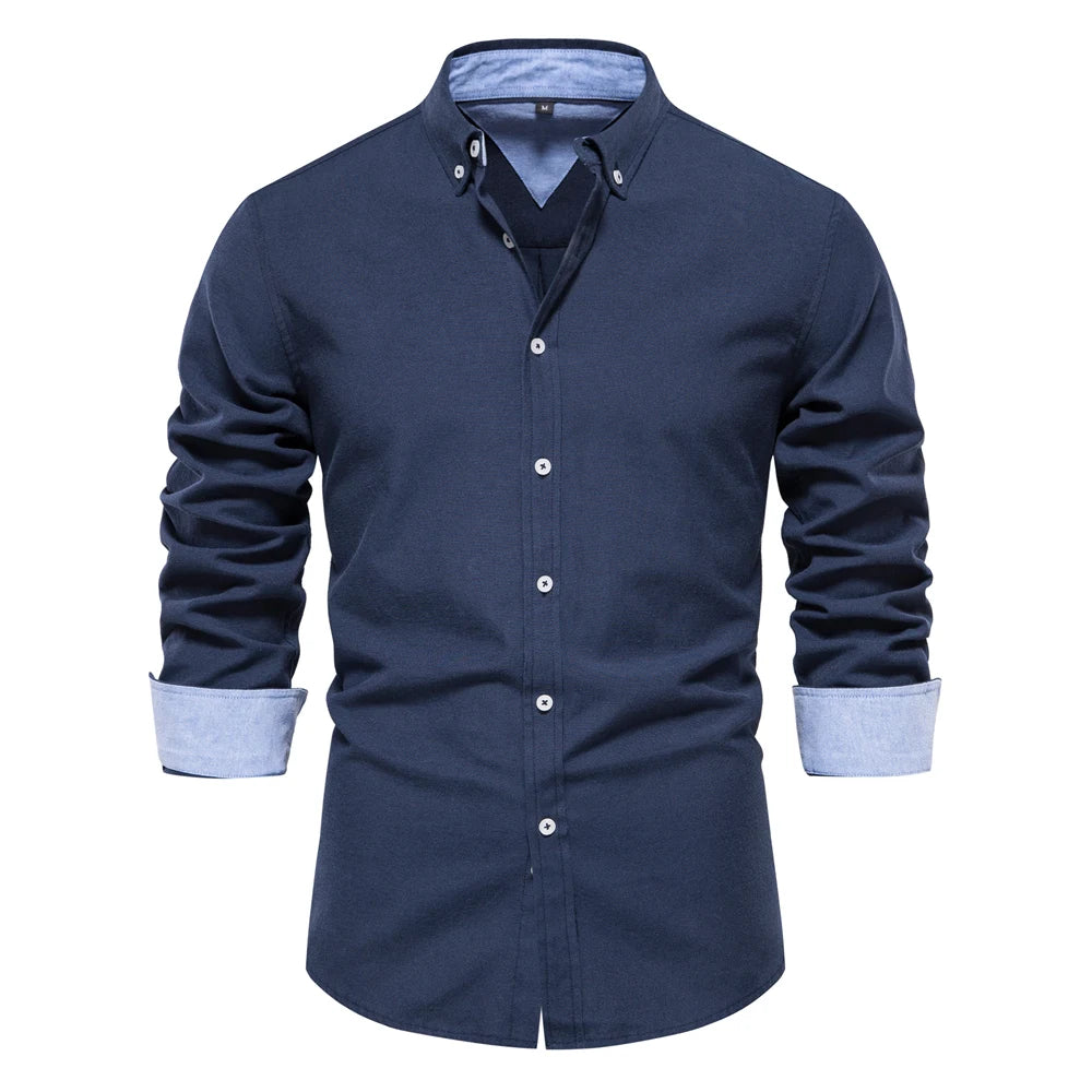 Herren Oxford Hemd aus Baumwolle mit langen Ärmeln für Casual-Look