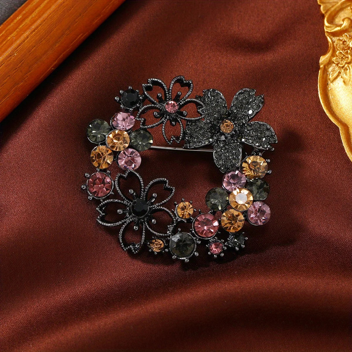Brosche Girlande Kristall Strass Rund Luxus Boutique Corsage Damen