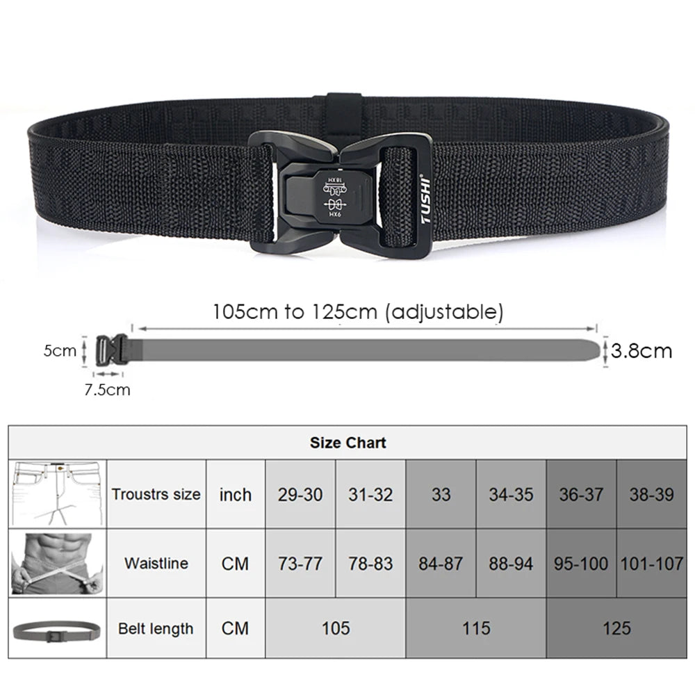 VATLY Soft Tactical Outdoor Gürtel Herren Nylon Schnellverschluss Hiking