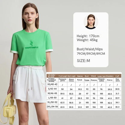 Damen Freizeit-T-Shirt mit Rundhalsausschnitt und Farbblockierung für den Sommer