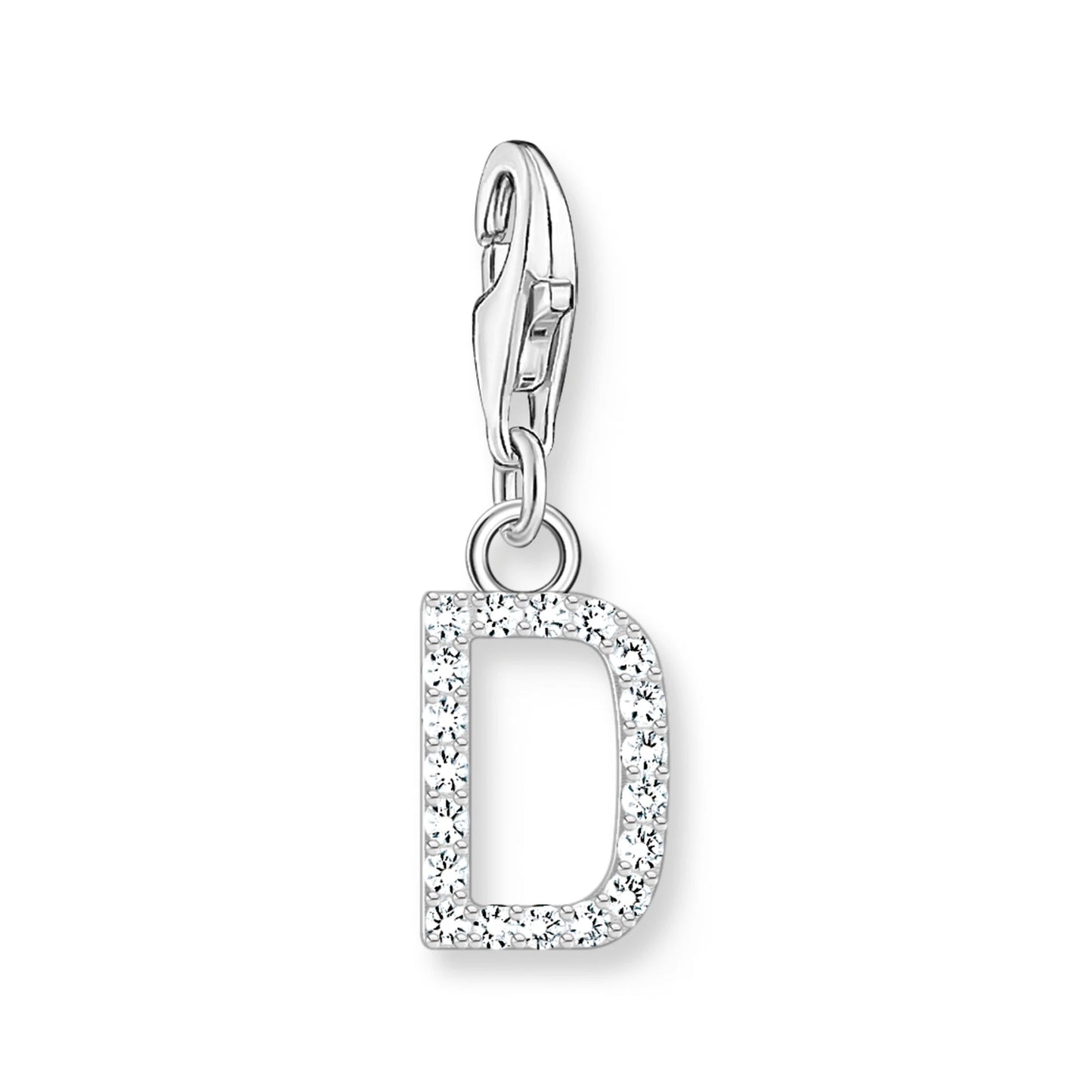 Damen-Charm-Anhänger Buchstaben weißer Stein klassisch aus Sterlingsilber