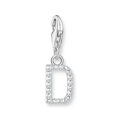Damen-Charm-Anhänger Buchstaben weißer Stein klassisch aus Sterlingsilber