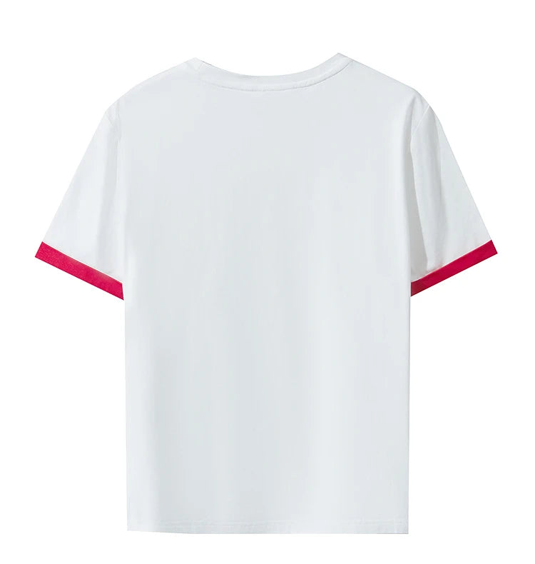 Damen Freizeit-T-Shirt mit Rundhalsausschnitt und Farbblockierung für den Sommer