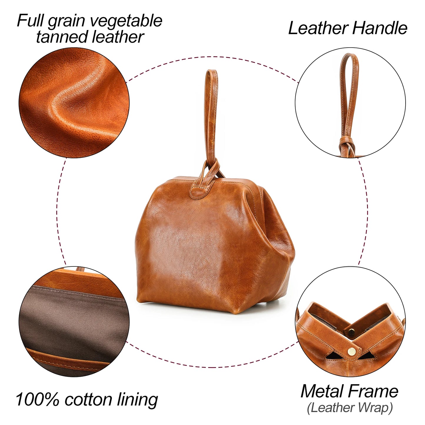 Kleine braune Ledertasche mit langen Henkelriemen und weicher Beutelform
