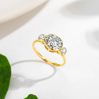 Damen-Verlobungsring aus Gelbgold 14K mit ovalem Moissanit, 2 Karat, feines Finish und langlebigem Glanz