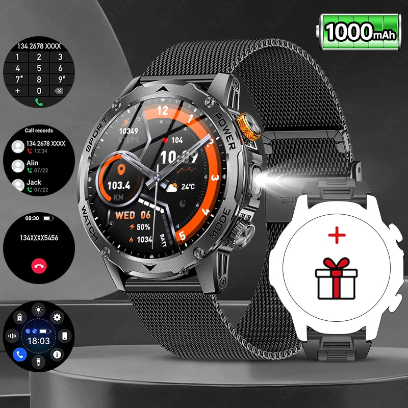 Herren Smartwatch mit Bluetooth Anruf und wasserdichtem Design für Outdoor Fitness