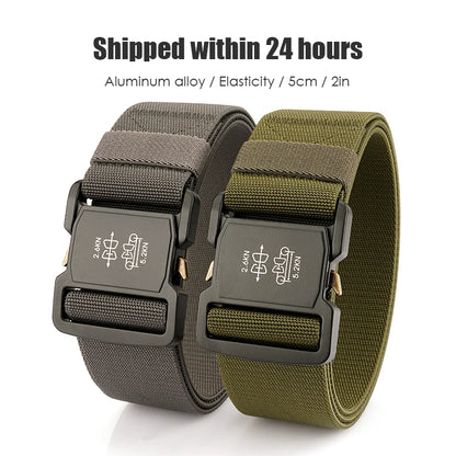Herren-Gürtel Elastisch mit Aluminium-Schnalle 5 cm Breit Militärisch-Taktischer Stil