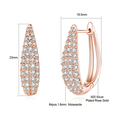Damen-U-Form-Hoop-Ohrringe aus Silber 925, vergoldet mit 18K Gelbgold, Moissanite mit Zertifikat