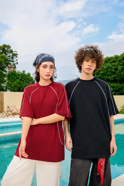 Herren T-Shirt aus 100 Prozent Baumwolle mit Kontrastlinie und Übergröße
