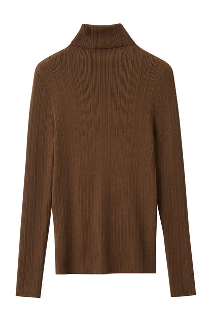 Damen-Rollkragenpullover Slim Polyester-Viskose Herbst-Winter