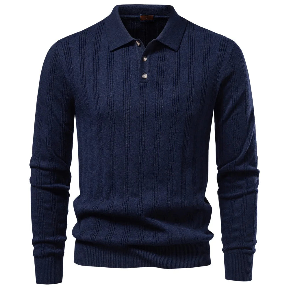 Herren Strickpoloshirt Aus Kunstkaschmir Komfort Elegant