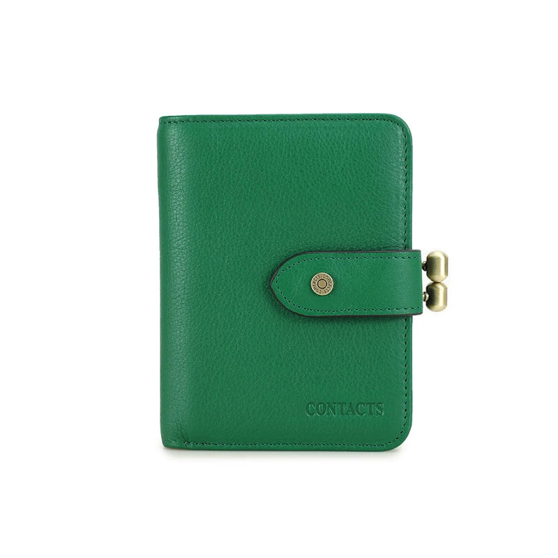 Damen Echtleder Geldbörse Vintage Metallrahmen Kartenhalter Münzbörse Luxus