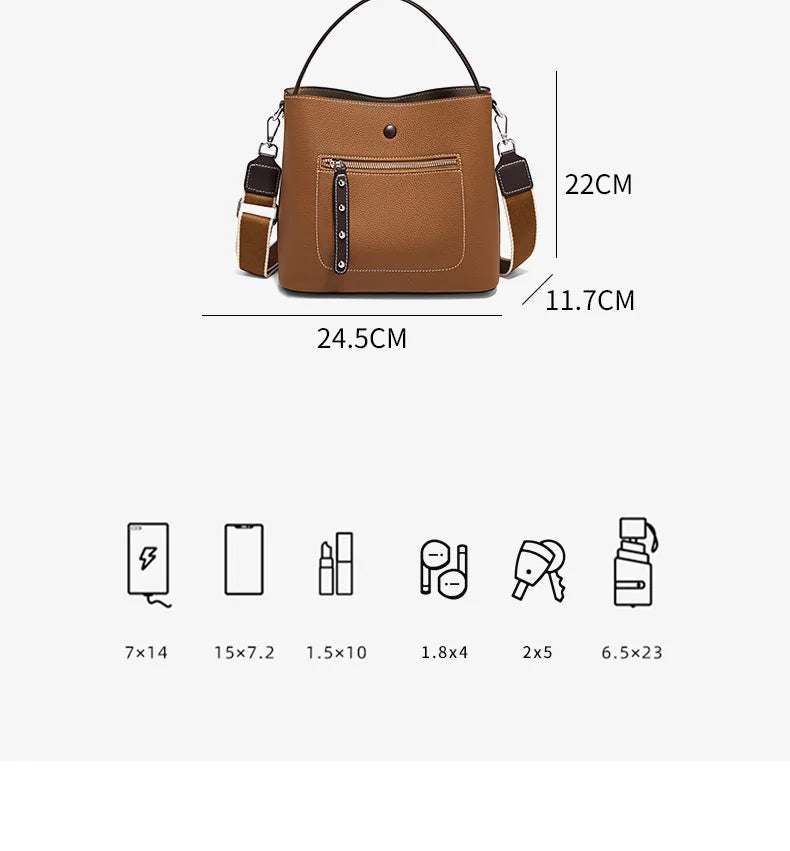 Damen-Handtasche aus echtem Leder Großes Fassungsvermögen Pflegeleichtes Design Alltagsbegleiter