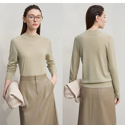 Damen V-Ausschnitt Pullover 100 % Wolle Basic Herbst-Winter