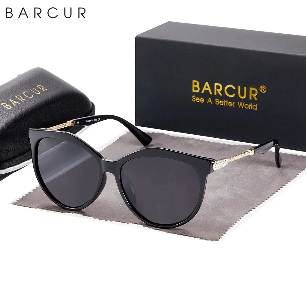 Damen-Sonnenbrille Cat Eye oval Farbverlauf UV400 polarisiert Basis