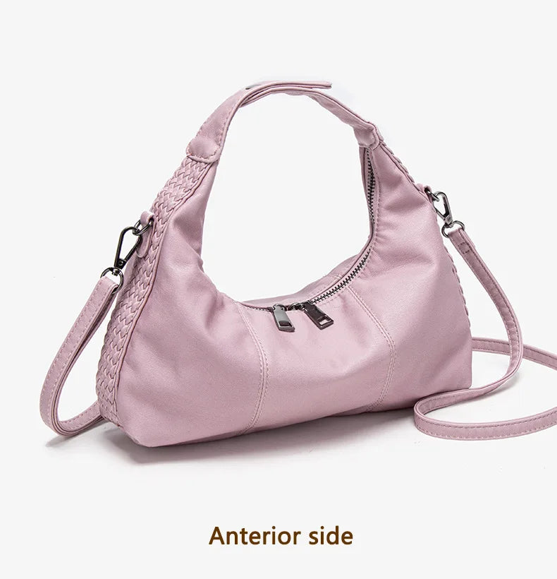 Damen-Hobo-Tasche Aus Weichem Kunstleder Mit Abnehmbarem Schulterriemen Schwarz Alltagstauglich