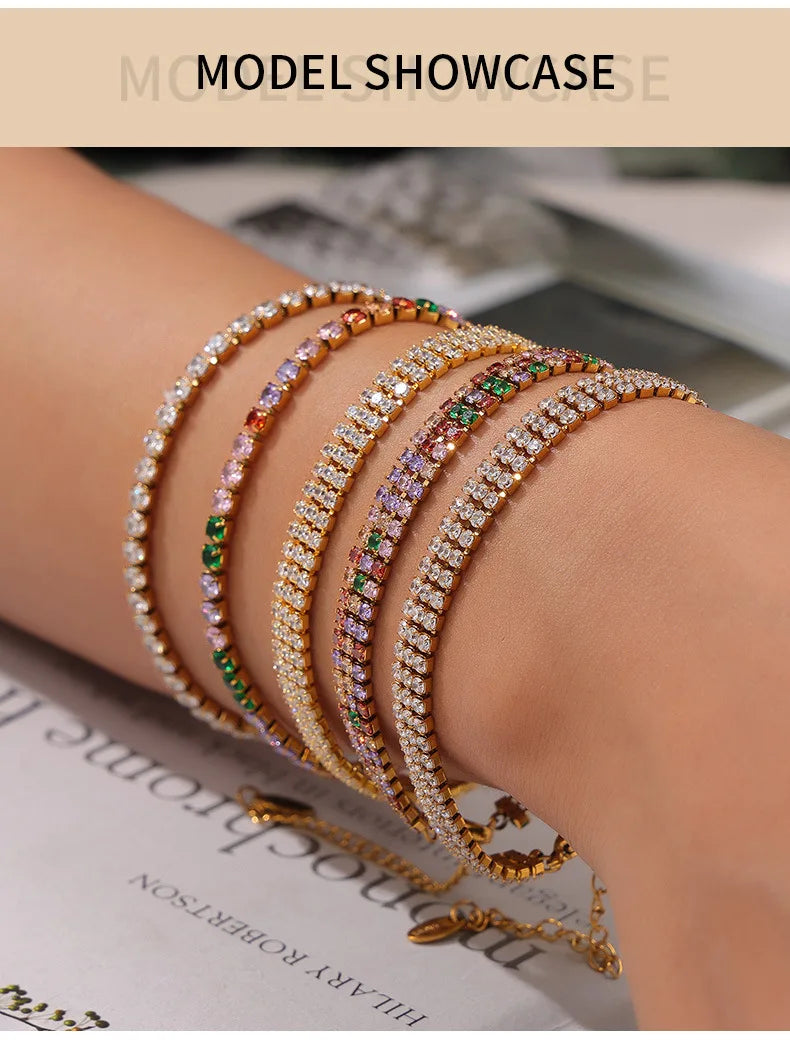 Damen-Kettenarmband mit Zirkonia und Regenbogenkristall