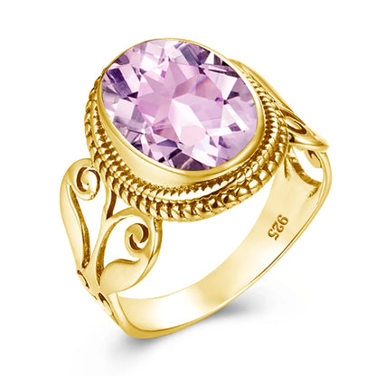 Damen-Ring Aus Sterling Silber Mit Ovaler Rainbow Fire Mystic Topaz Stein 10x16mm Goldtone Schmuck