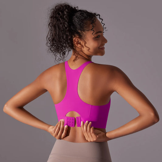 Sport-BH Yoga-Top, pink, Racerback mit breitem Rückenband